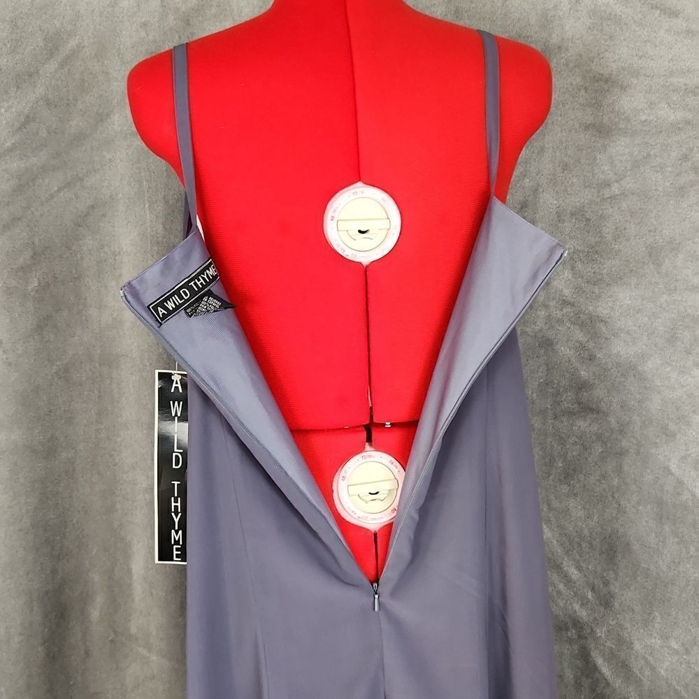 Wild Thyme NWT Gray Maxi Dress Size 10 Sleeveless Scoop Neck Side Slit - Picture 5 of 9